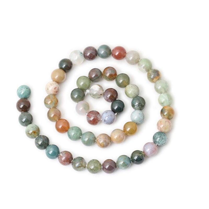 CHEAVIAN 45PCS 8mm Natural Indian Agate Gemstone Round Loose Beads for Jewelry Making DIY 1 Strand 15" - Image 2